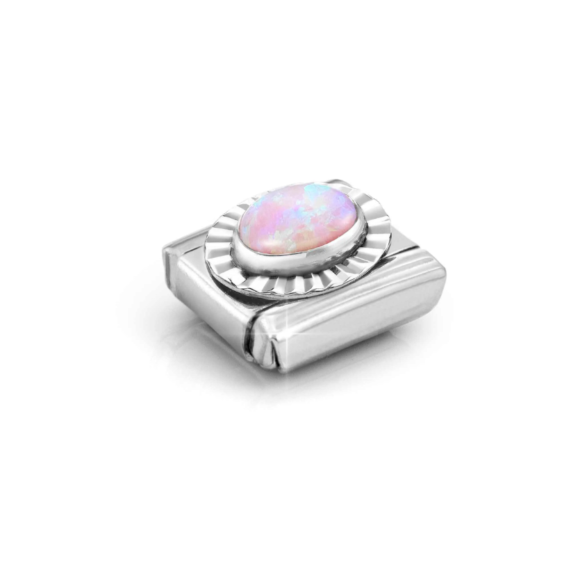 Nomination Pink Opal Oval Sterling Silver and Stainless Steel Composable Charm