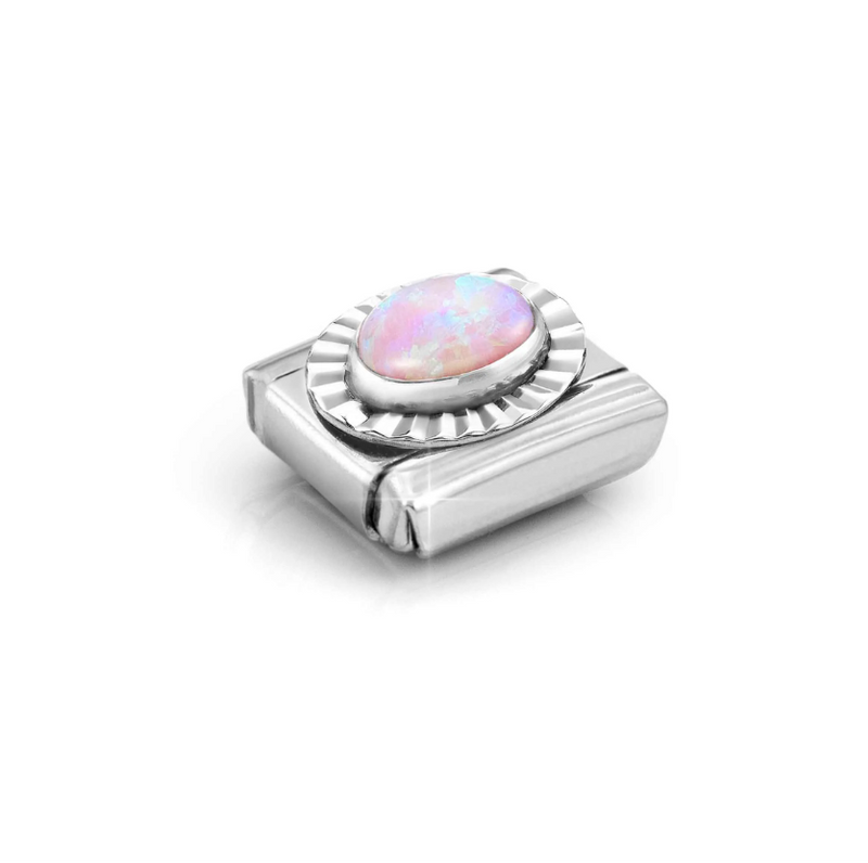Nomination Pink Opal Oval Sterling Silver and Stainless Steel Composable Charm