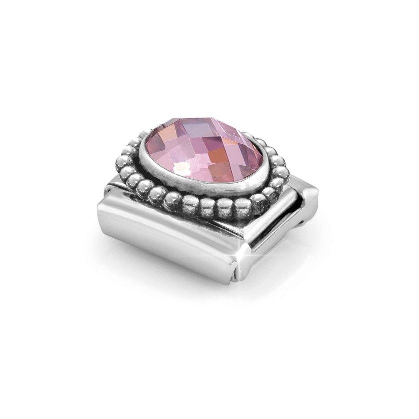 Nomination Light Pink Oval CZ Sterling Silver and Stainless Steel Composable Charm