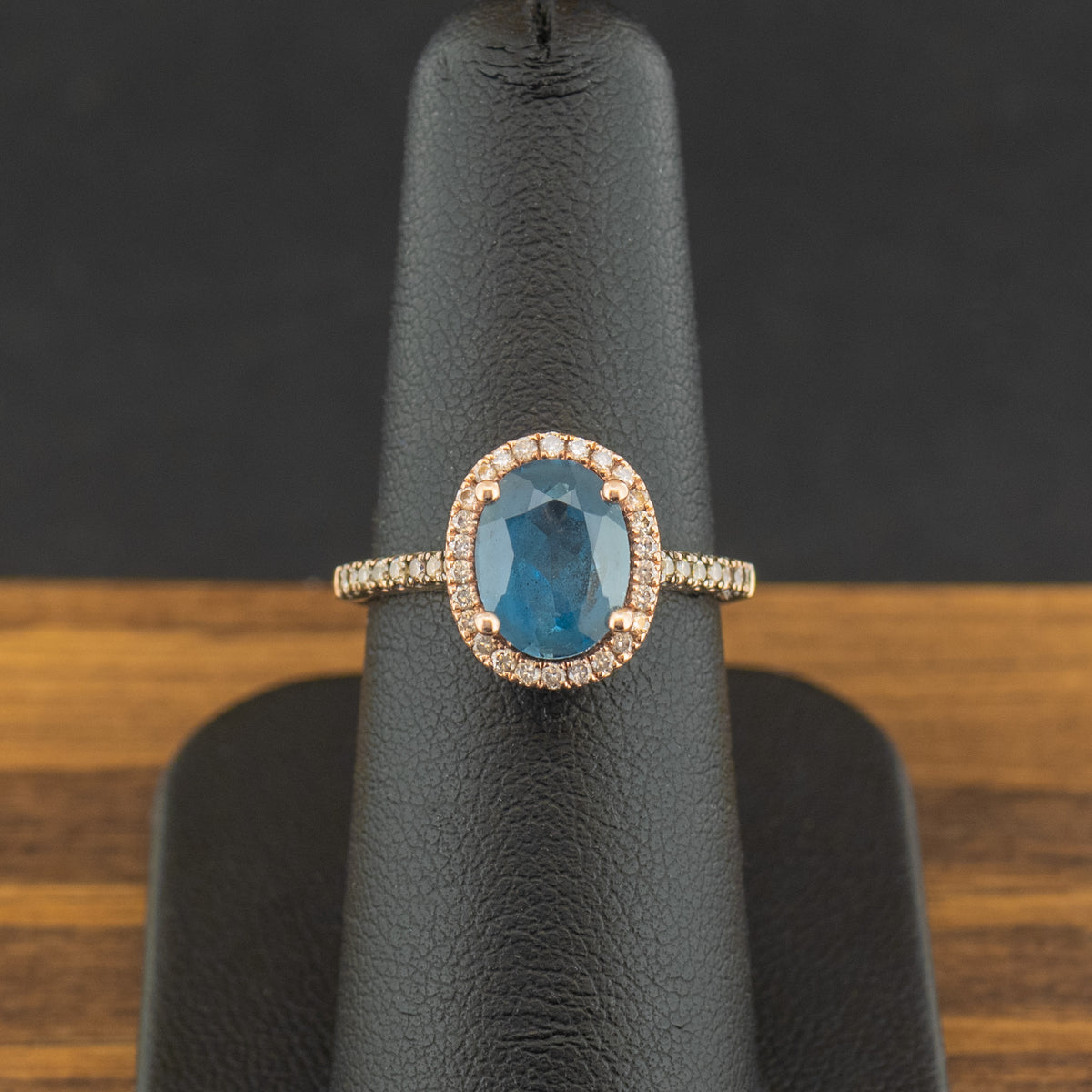 14ct Rose Gold Topaz and Diamond Ring Size L 1/2 3.2g
