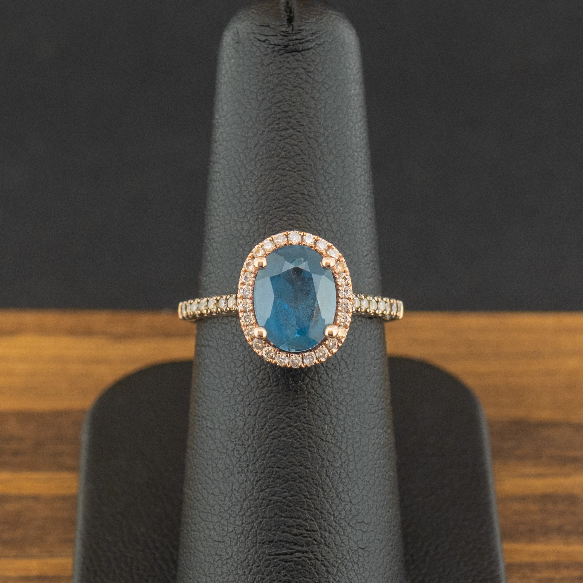 14ct Rose Gold Topaz and Diamond Ring Size L 1/2 3.2g