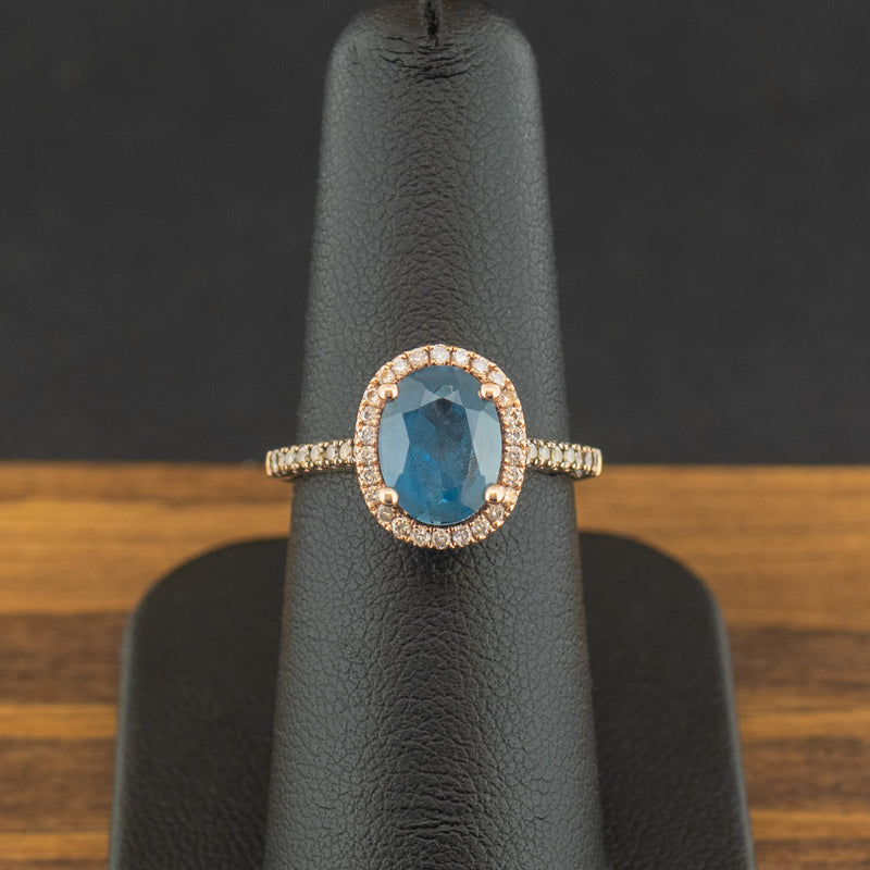 14ct Rose Gold Topaz and Diamond Ring Size L 1/2 3.2g