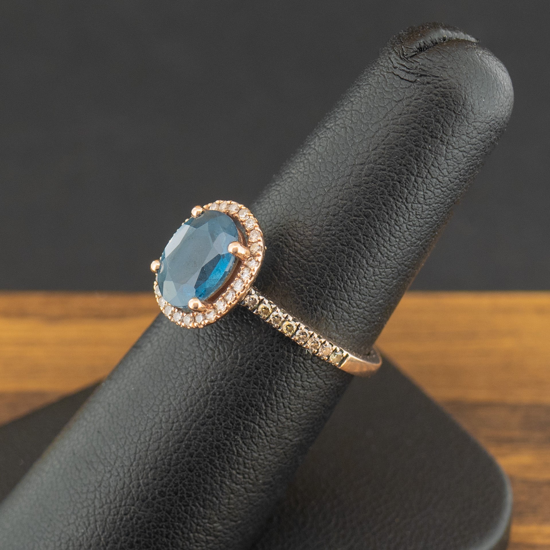 14ct Rose Gold Topaz and Diamond Ring Size L 1/2 3.2g