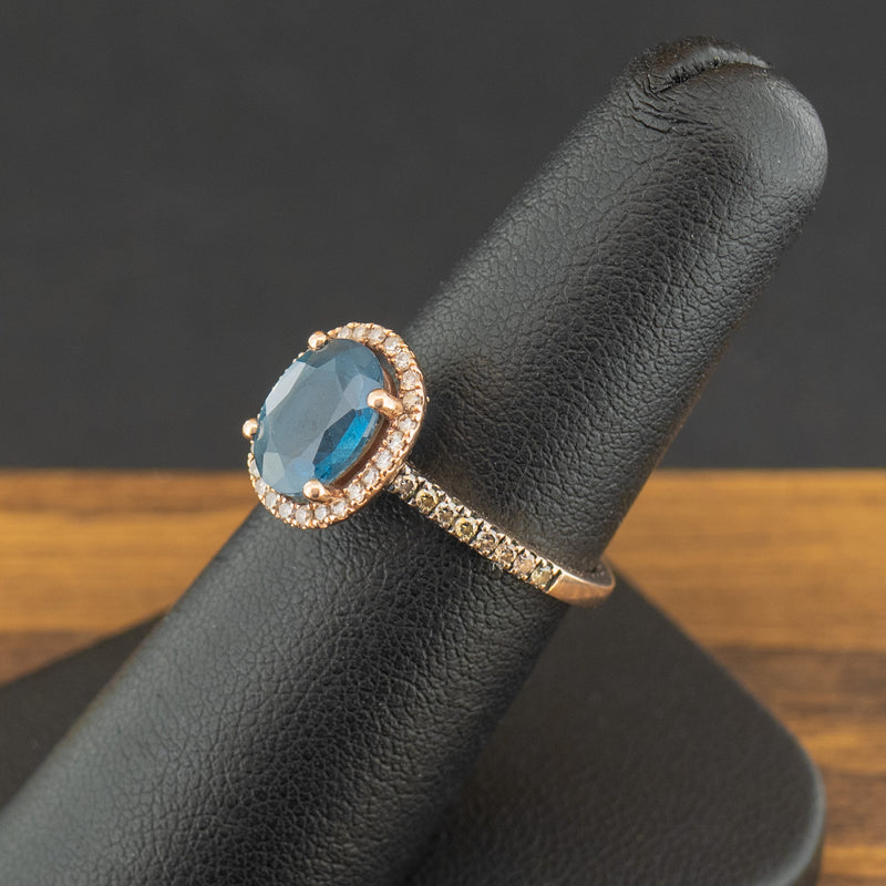 14ct Rose Gold Topaz and Diamond Ring Size L 1/2 3.2g