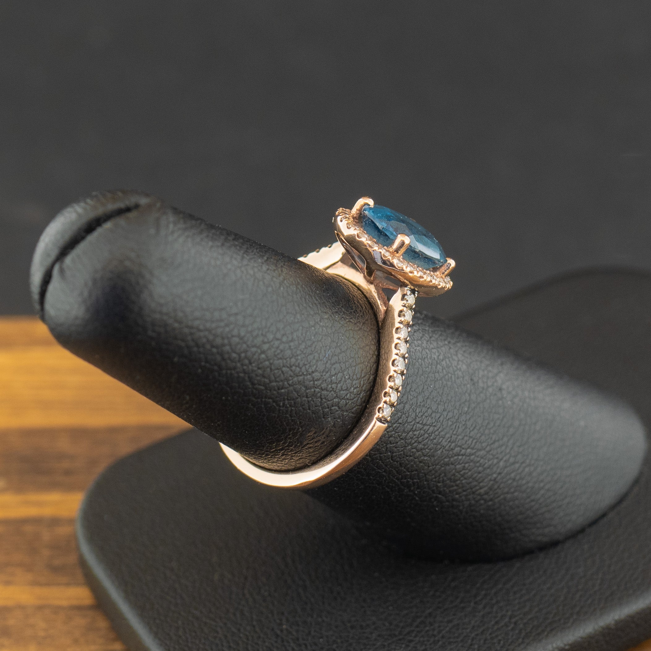 14ct Rose Gold Topaz and Diamond Ring Size L 1/2 3.2g