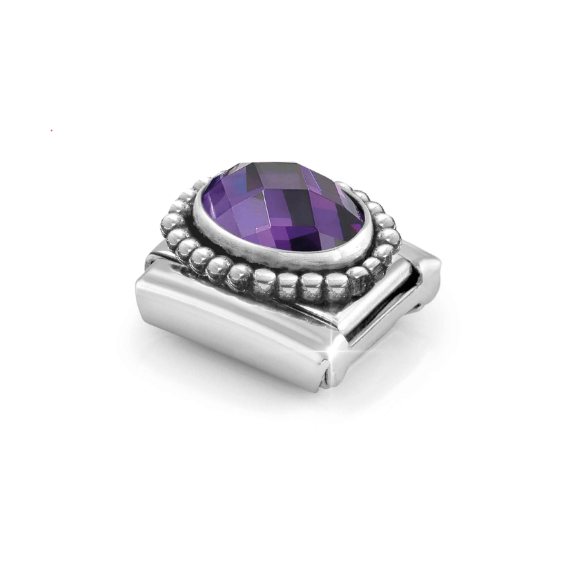 Nomination Purple Oval CZ Sterling Silver and Stainless Steel Composable Charm