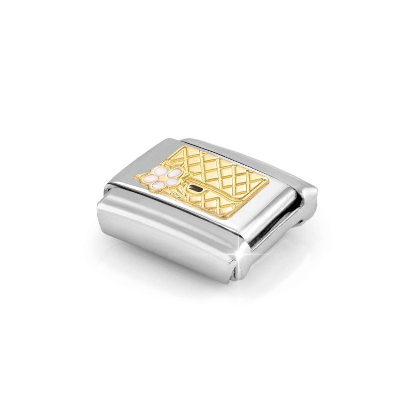 Nomination Bag with Flower 18ct Gold and Stainless Steel Composable Charm