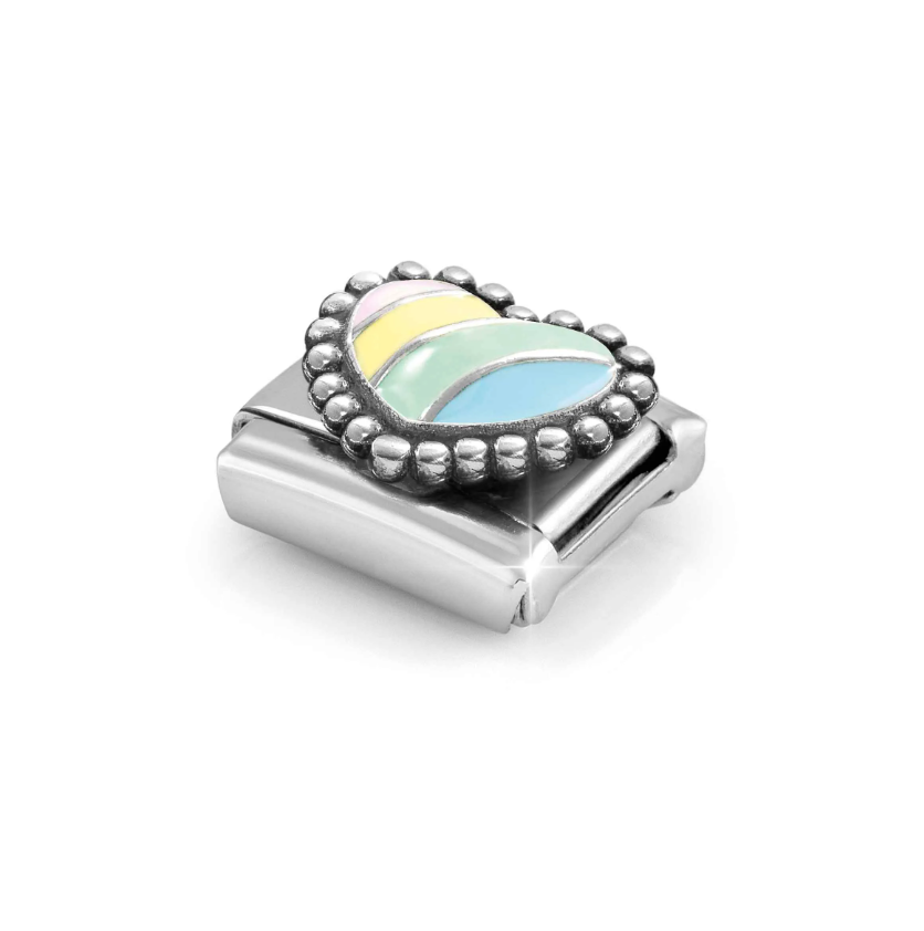 Nomination Pastel Rainbow Heart Sterling Silver and Stainless Steel Composable Charm