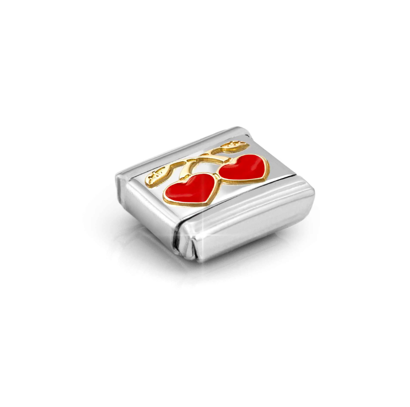 Nomination Red Heart Cherries 18ct Gold and Stainless Steel Composable Charm