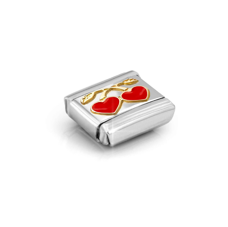 Nomination Red Heart Cherries 18ct Gold and Stainless Steel Composable Charm