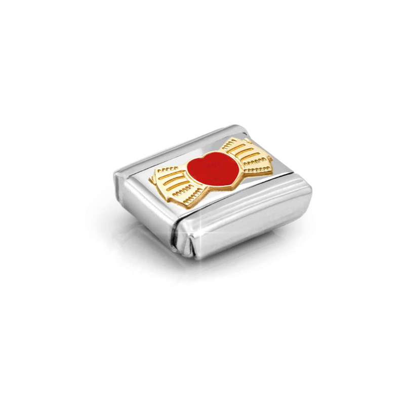 Nomination Red Heart with Bow 18ct Gold and Stainless Steel Composable Charm