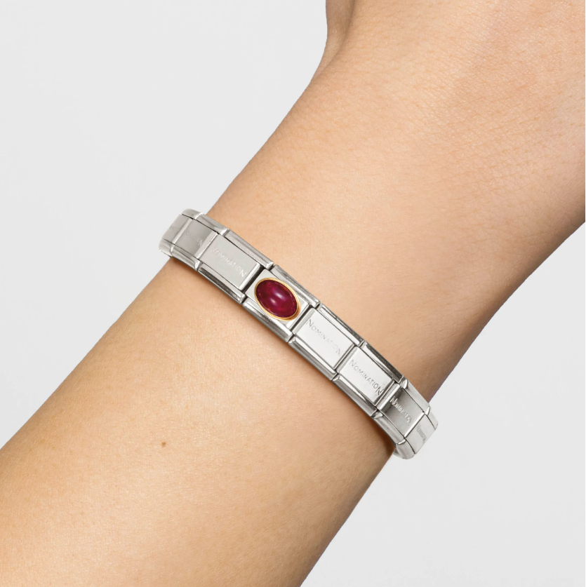 Nomination Ruby Oval 18ct Gold and Stainless Steel Composable Charm