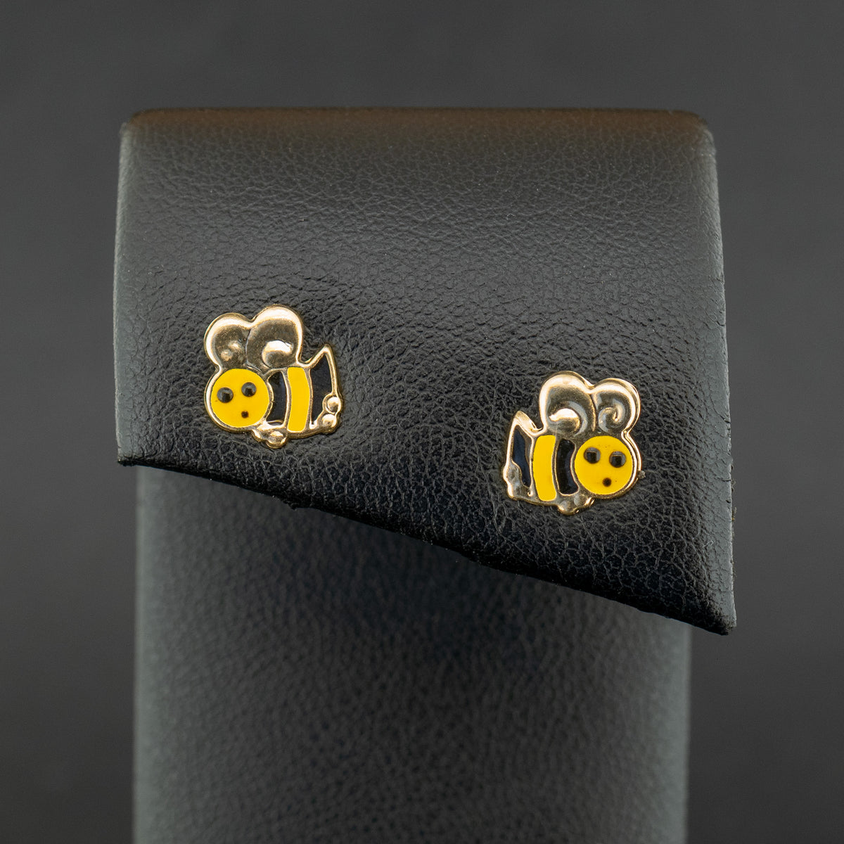 9ct Yellow Gold Bee Enamel Stud Earrings 0.5g