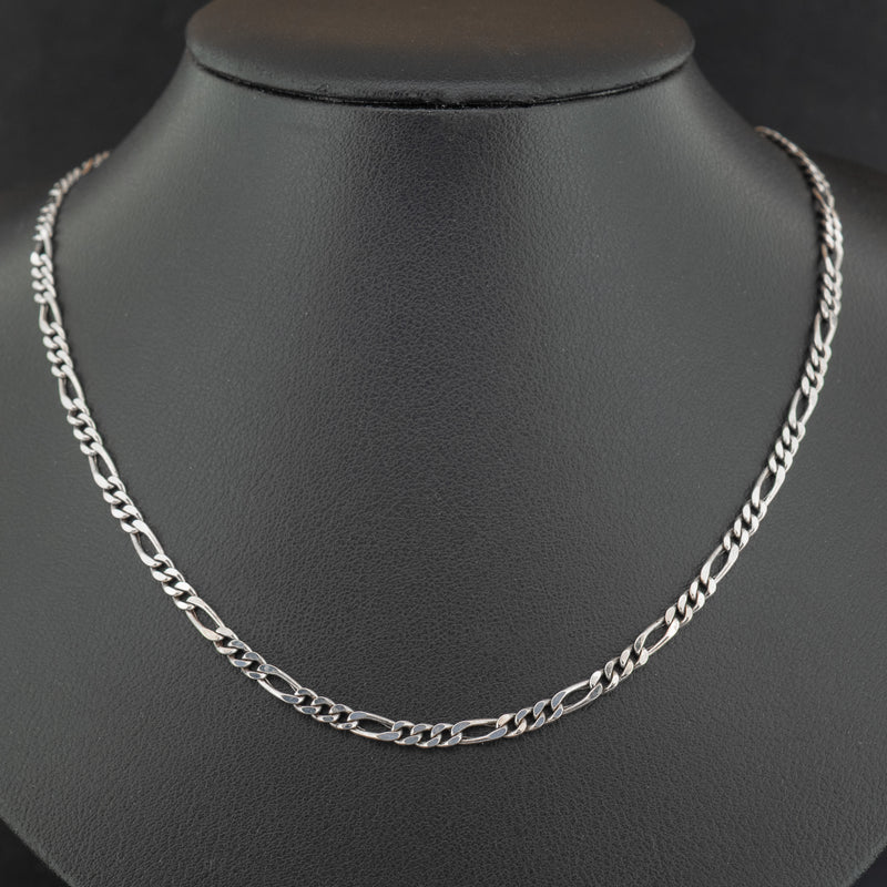 18ct White Gold 19.5 Inch Figaro Chain Necklace 5.9g
