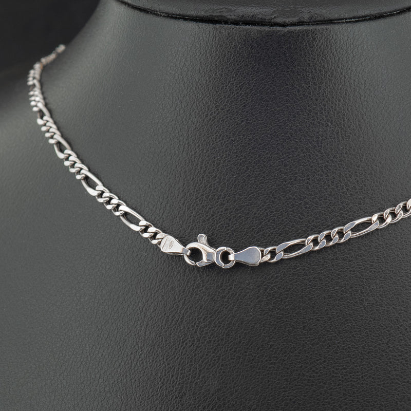 18ct White Gold 19.5 Inch Figaro Chain Necklace 5.9g