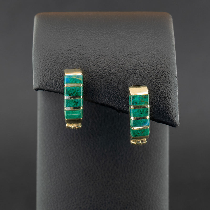 14ct Yellow Gold Green Stone Earrings 4.5g