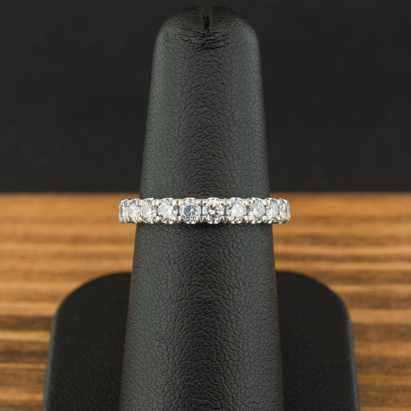 Platinum 0.72ct Lab Created Diamond Half Eternity Ring Size K 4.9g