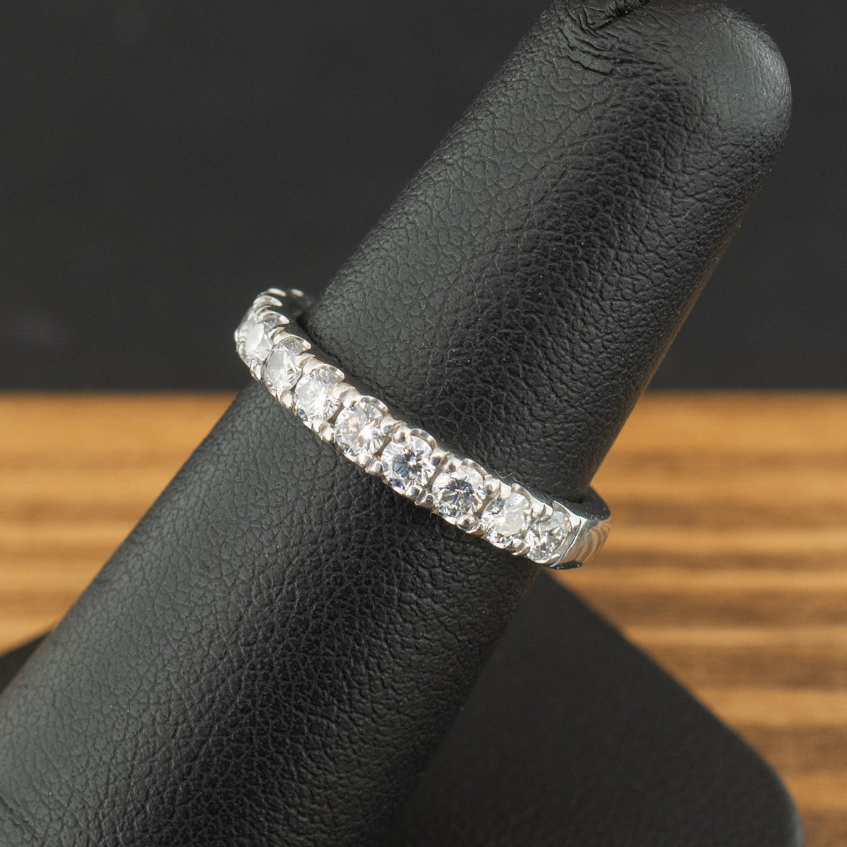 Platinum 0.72ct Lab Created Diamond Half Eternity Ring Size K 4.9g