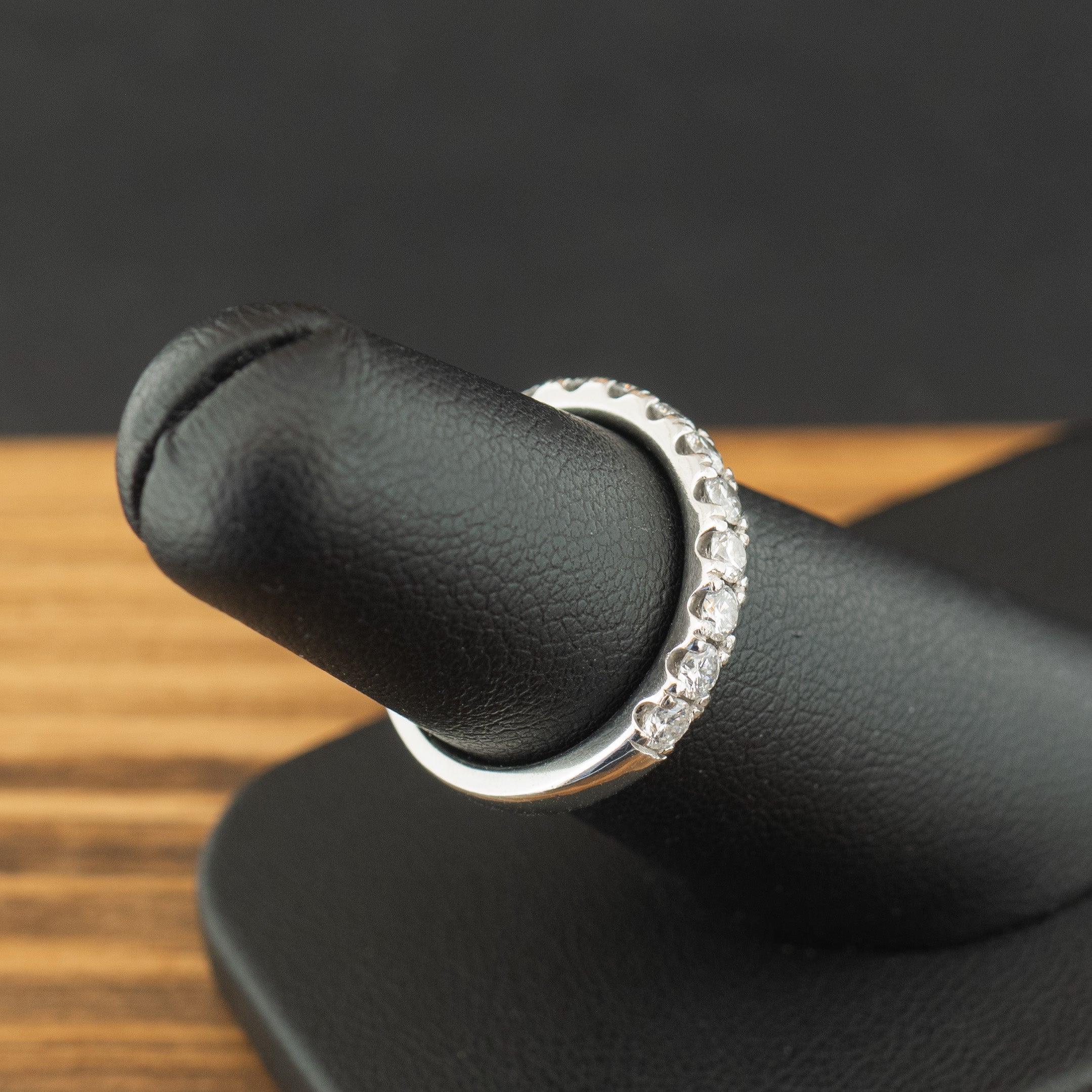 Platinum 0.72ct Lab Created Diamond Half Eternity Ring Size K 4.9g