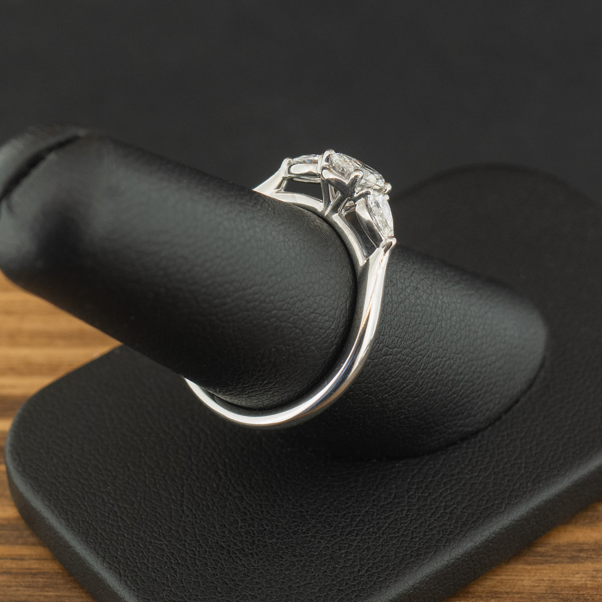 Platinum 0.82ct Oval & Pear Cut Diamond Trilogy Ring Size O 5g