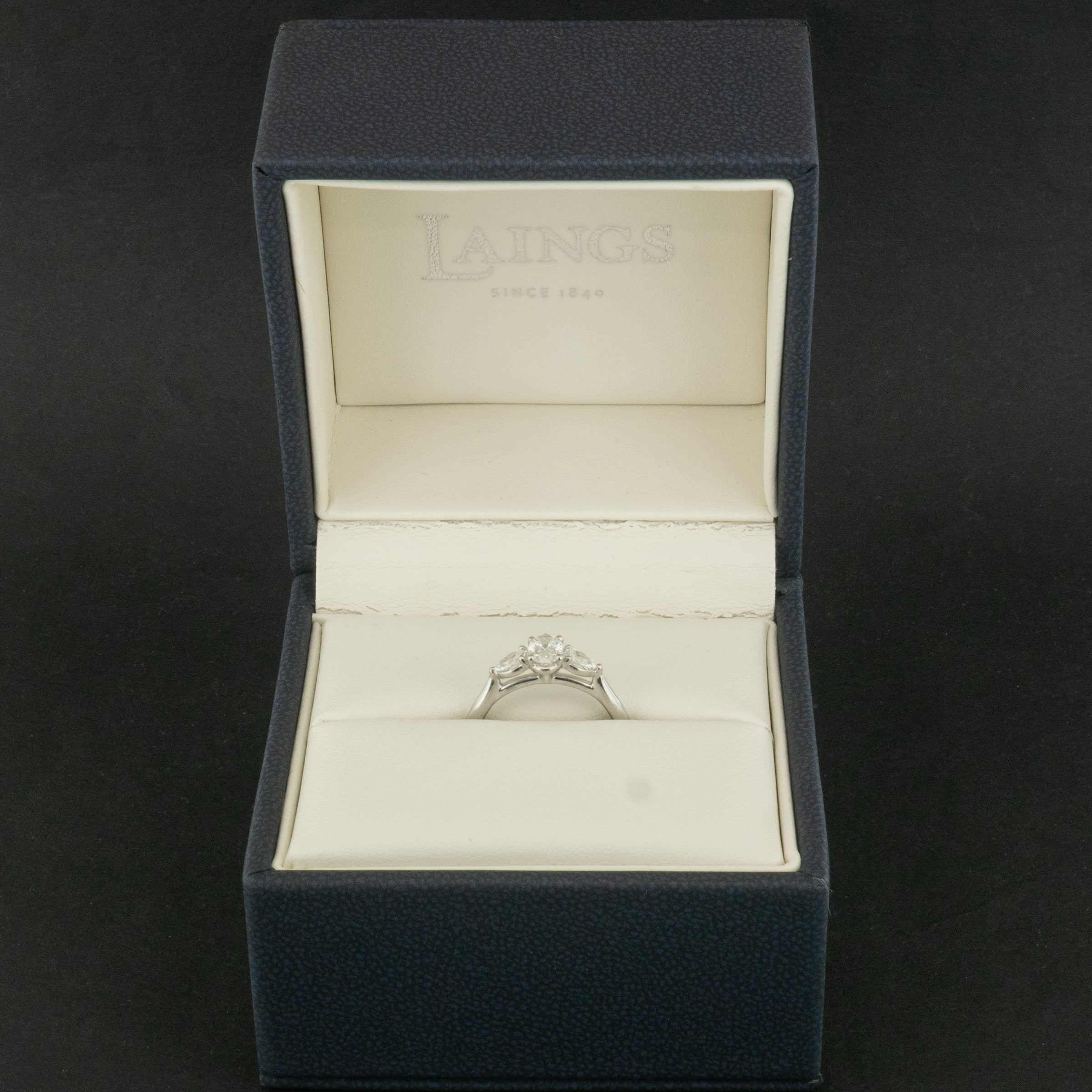 Platinum 0.82ct Oval & Pear Cut Diamond Trilogy Ring Size O 5g
