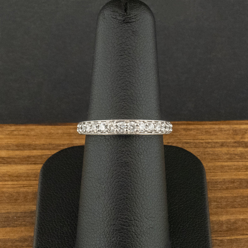 Platinum 0.39ct Diamond Half Eternity Band Ring Size L 1/2 3.9g