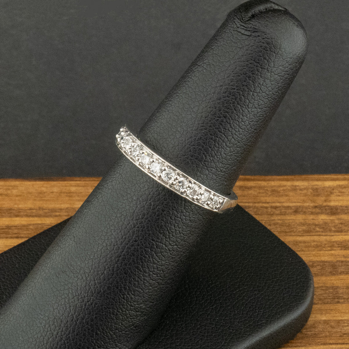 Platinum 0.39ct Diamond Half Eternity Band Ring Size L 1/2 3.9g