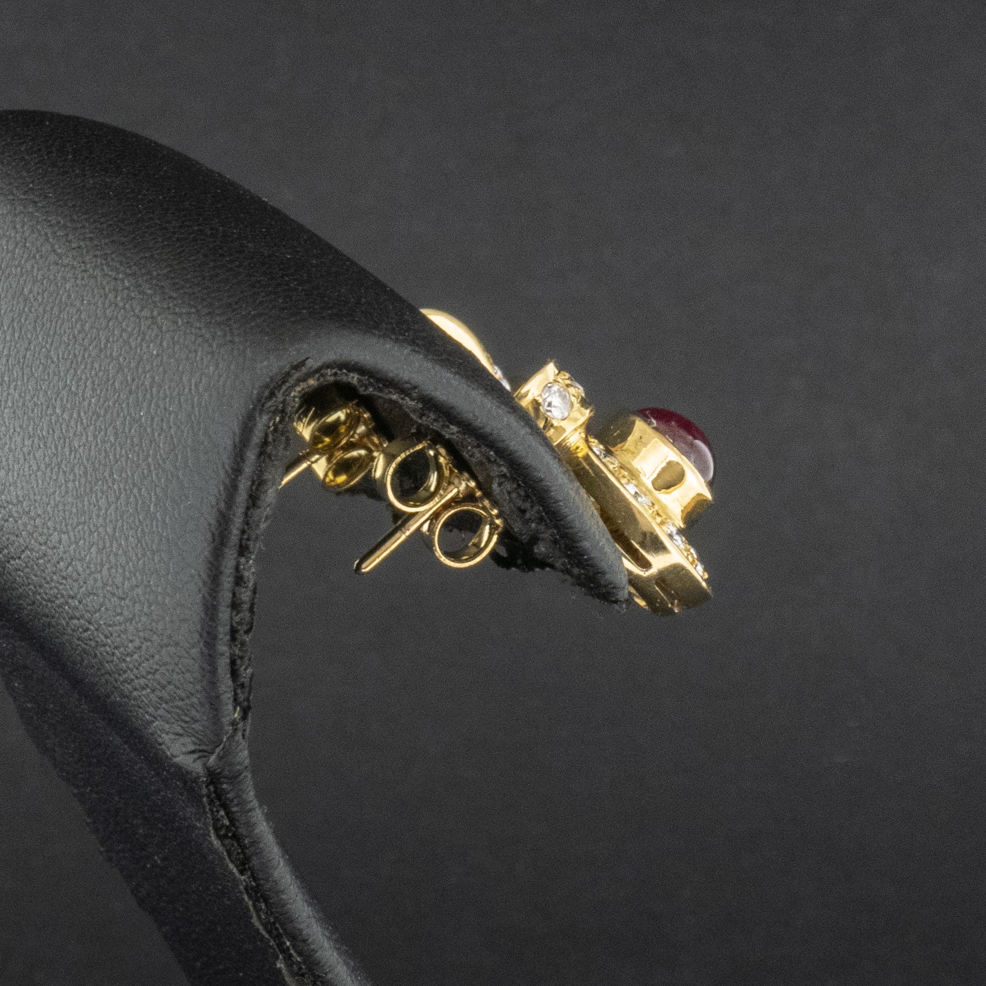 14ct Yellow Gold Ruby and Diamond Cluster Stud Earrings 8.2g