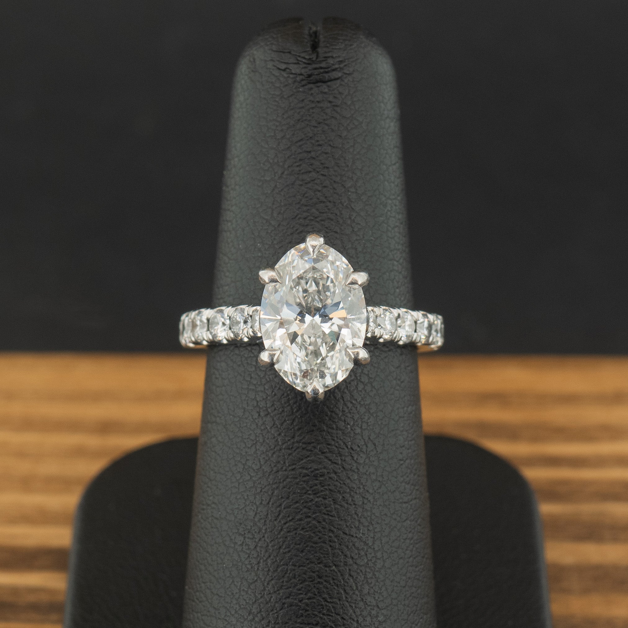 Platinum 3.9ct Oval Cut Lab Created Diamond Ring Size K 6.4g