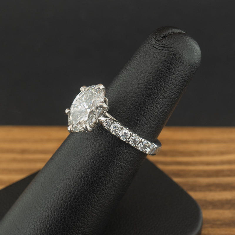 Platinum 3.9ct Oval Cut Lab Created Diamond Ring Size K 6.4g