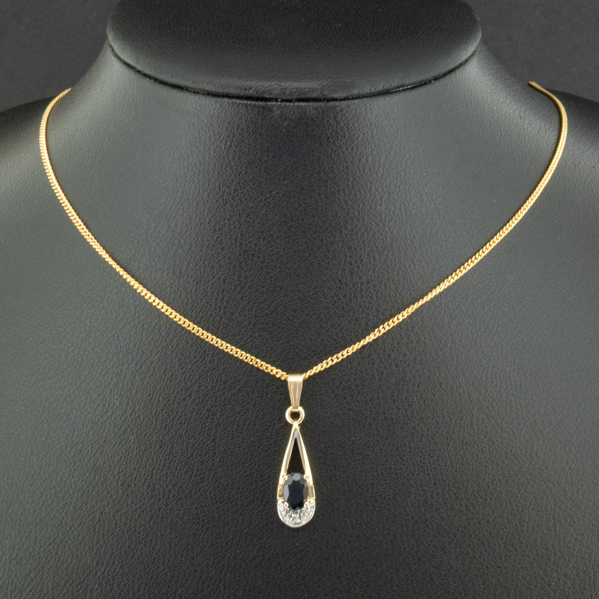 9ct Yellow Gold 18 Inch Sapphire & Diamond Necklace 3g