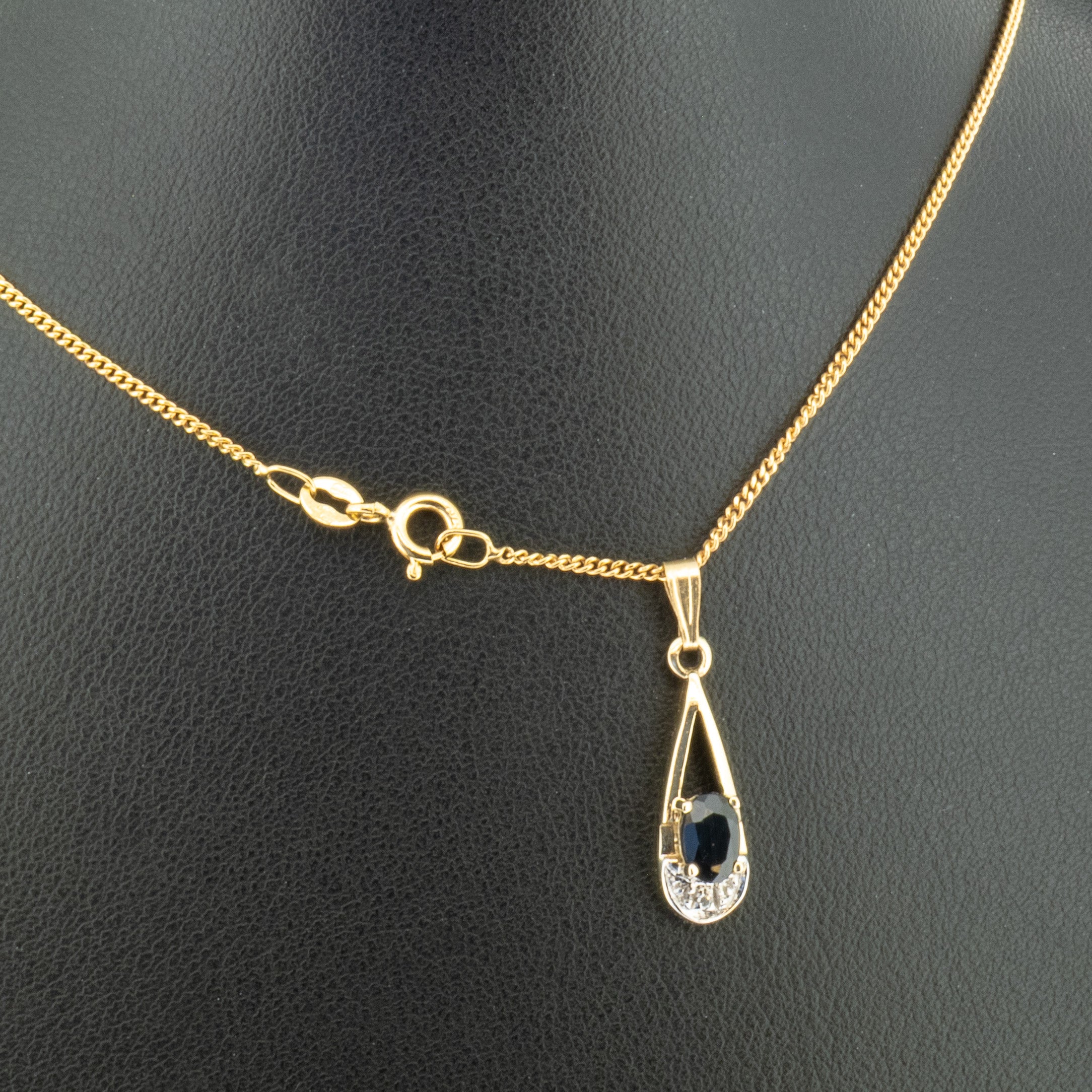 9ct Yellow Gold 18 Inch Sapphire & Diamond Necklace 3g