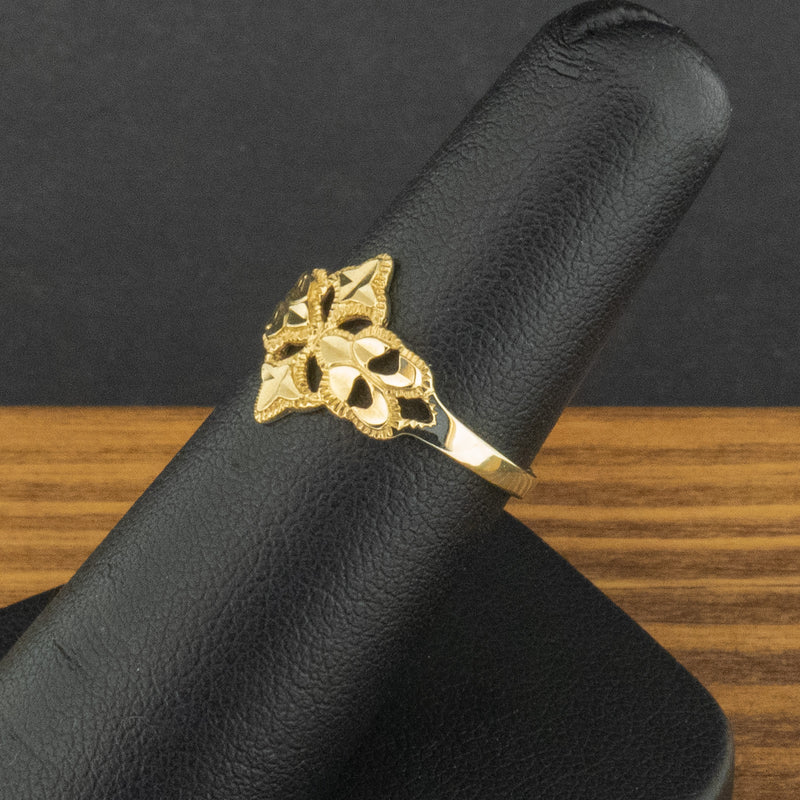 9ct Yellow Gold Celtic Floral Ring Size L 1.3g