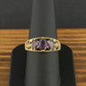 9ct Yellow Gold Purple Stone & Diamond Ring Size P 3.1g