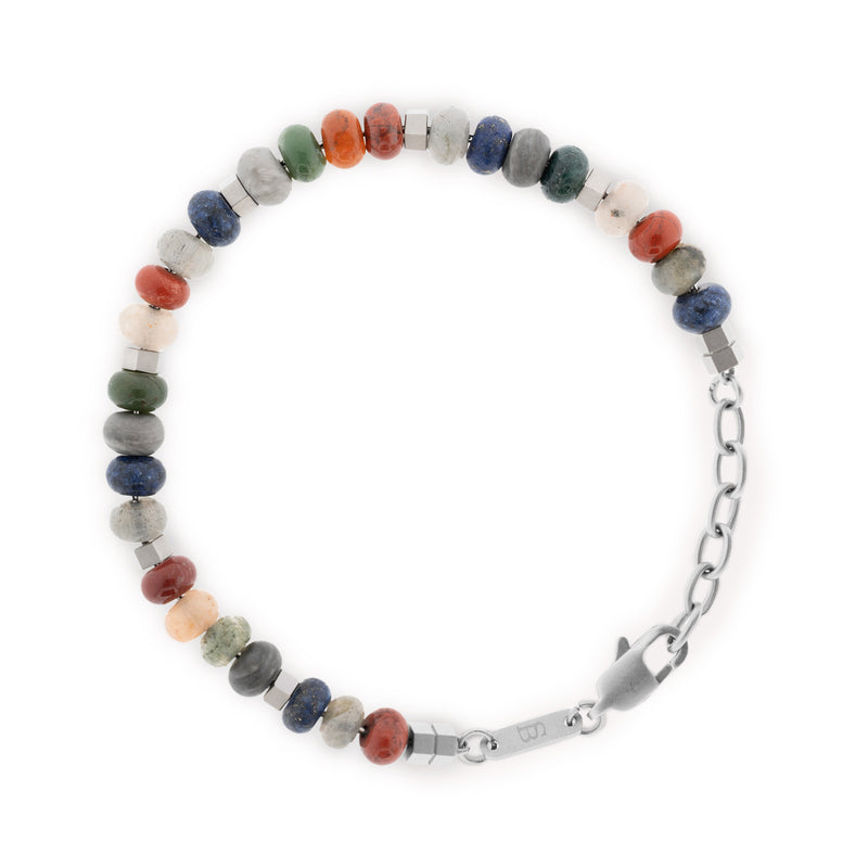 Steel & Barnett Cyrus Gemstone Adjustable Beads Bracelet (Fits S-XL)