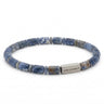Steel & Barnett Matte Sodalite Gemstone Barrel Beads Bracelet (Size M)