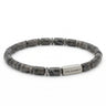 Steel & Barnett Matte Spectrolite Gemstone Barrel Beads Bracelet (Size M)