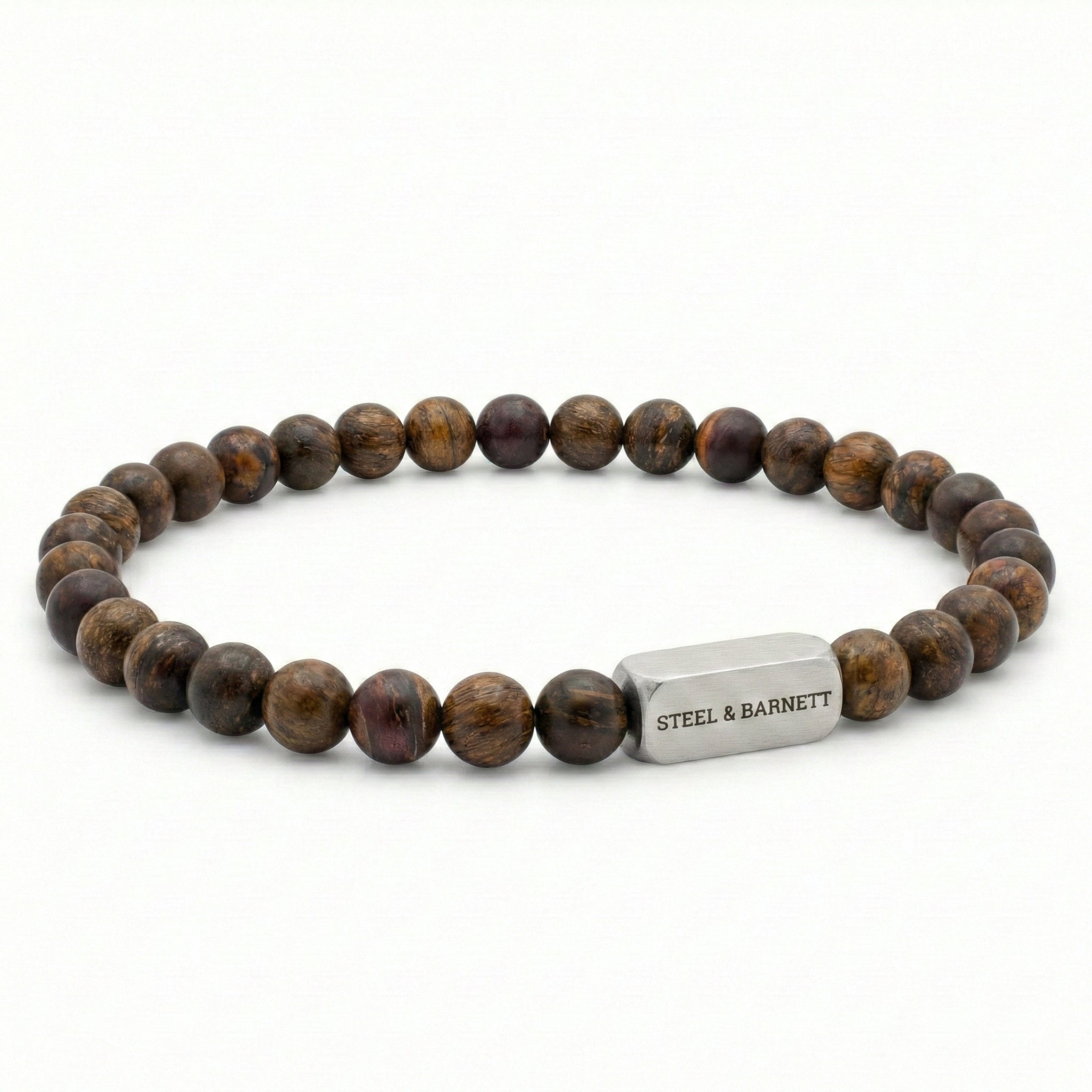 Steel & Barnett Matt Bronzite Gemstone Beads Bracelet (Size S)