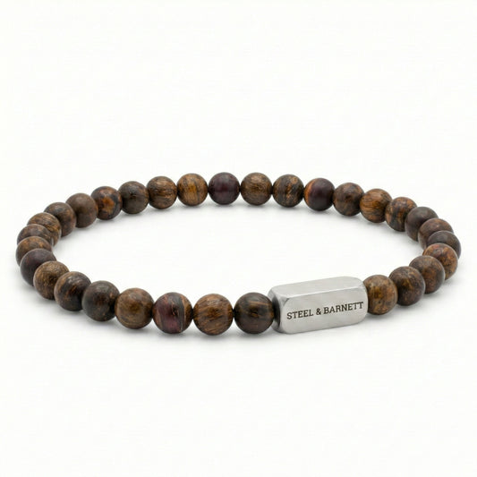 Steel & Barnett Matt Bronzite Gemstone Beads Bracelet (Size S)