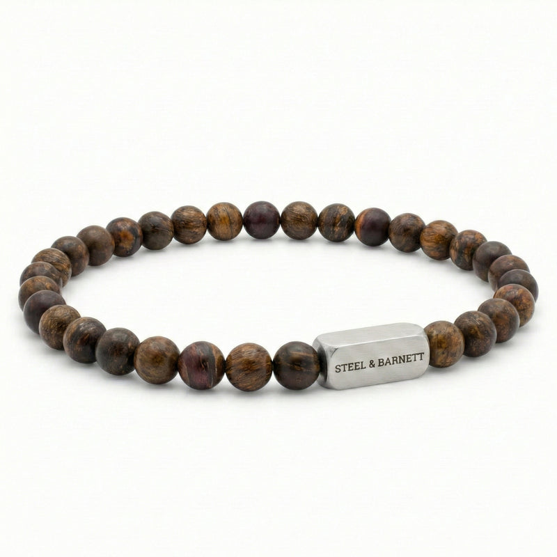 Steel & Barnett Matt Bronzite Gemstone Beads Bracelet (Size S)