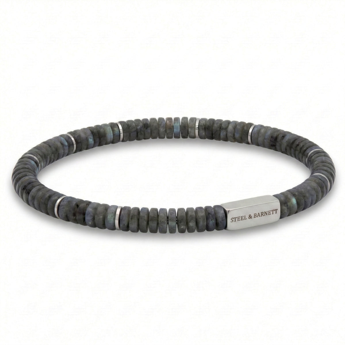 Steel & Barnett Two-Tone Matt Labradorite Gemstone Beads Bracelet (Size M)