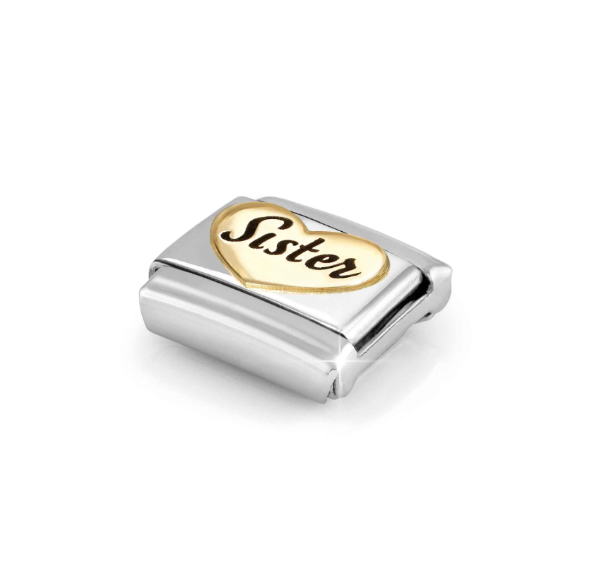 Nomination Sister Heart 18ct Gold and Stainless Steel Composable Charm