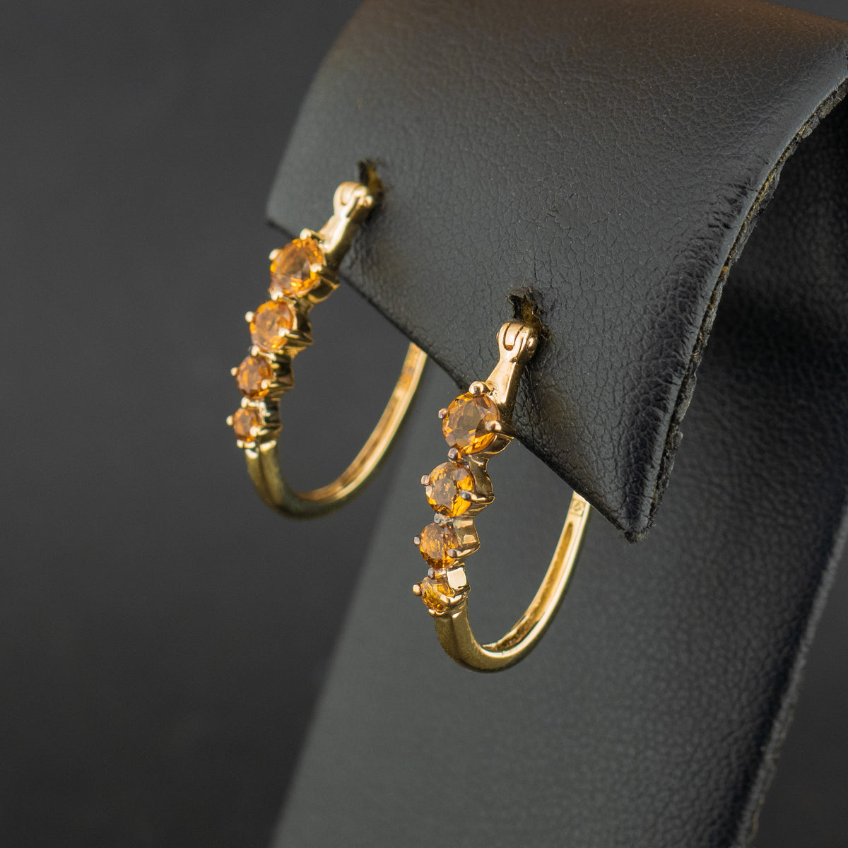 9ct Yellow Gold Citrine Hoop Earrings 2.4g