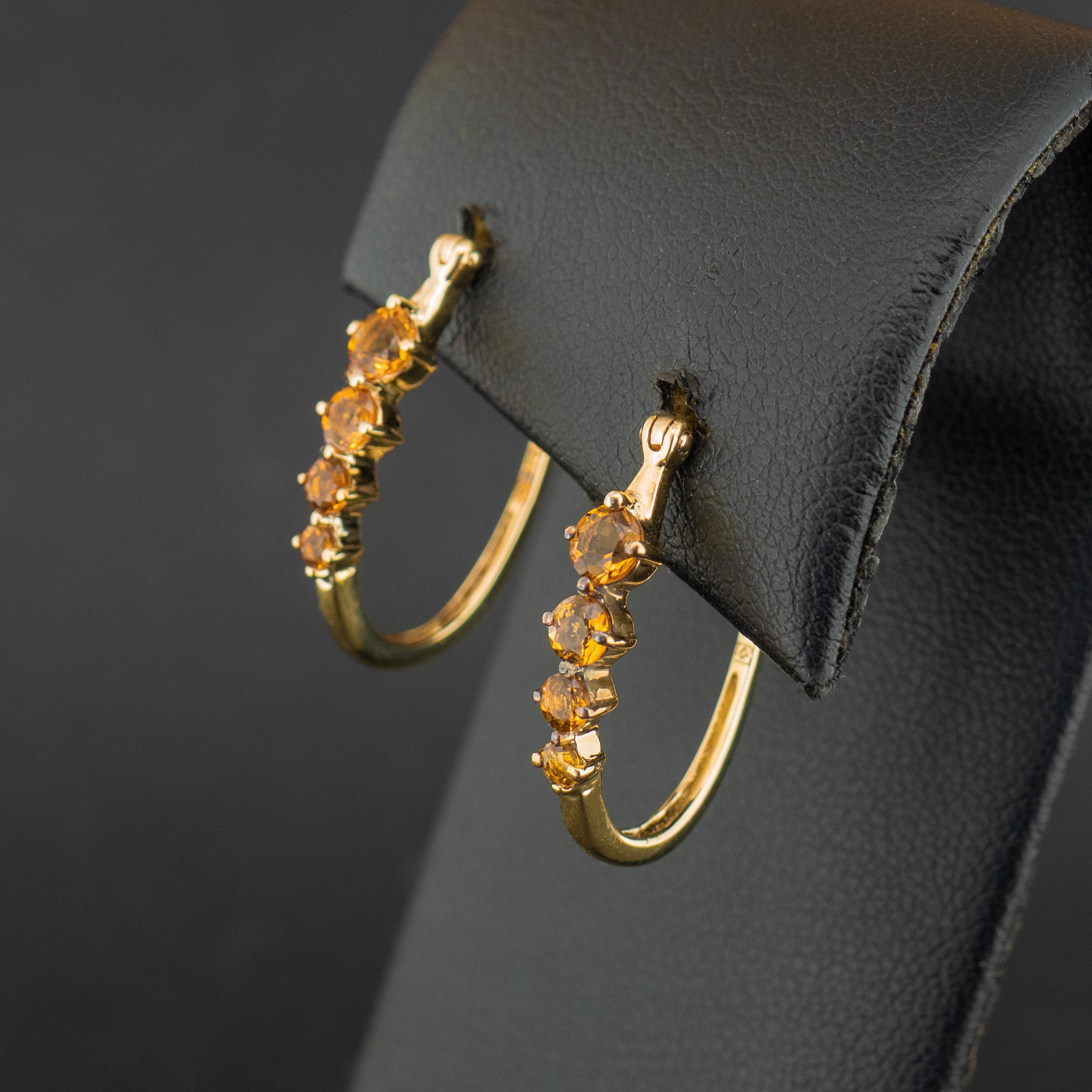 9ct Yellow Gold Citrine Hoop Earrings 2.4g