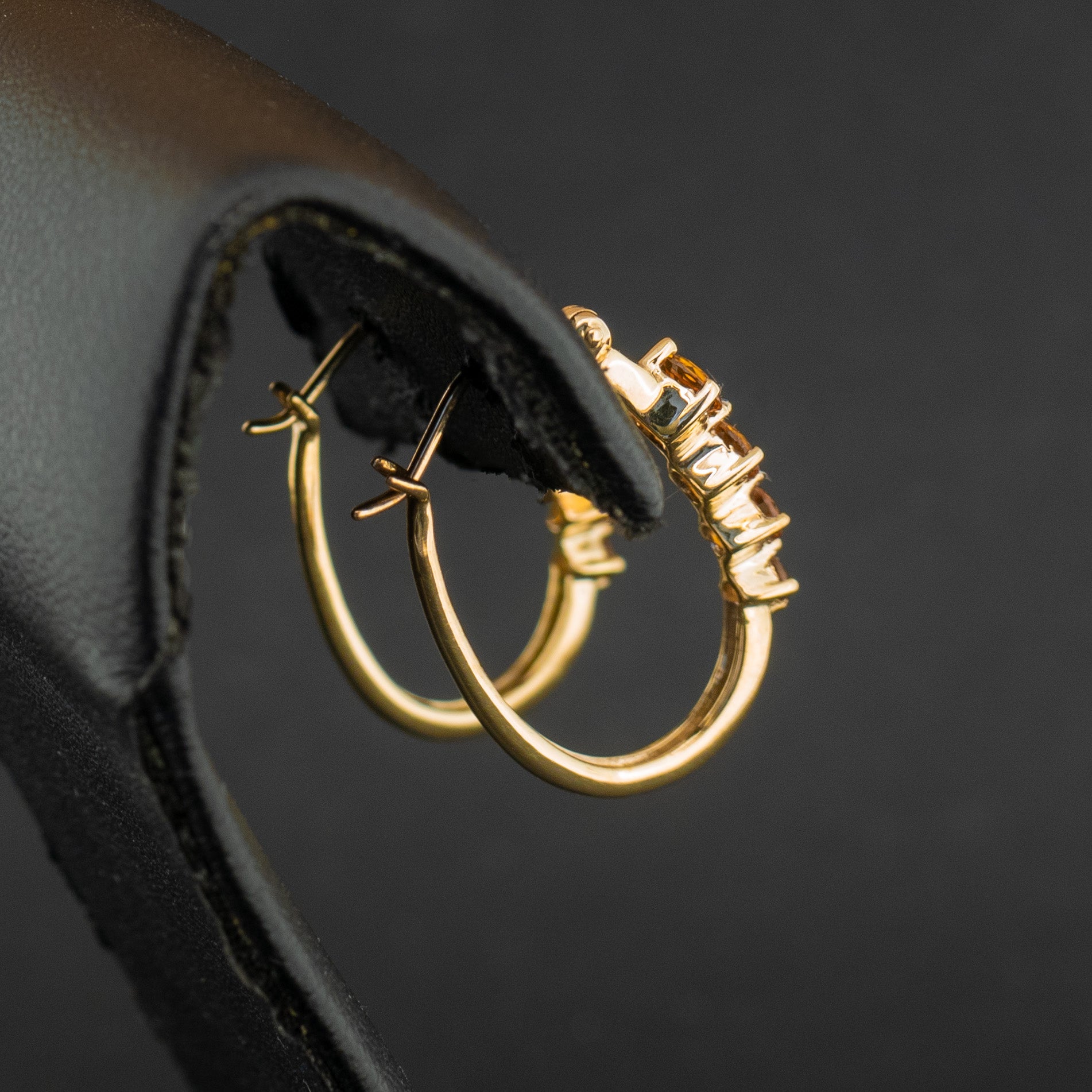 9ct Yellow Gold Citrine Hoop Earrings 2.4g