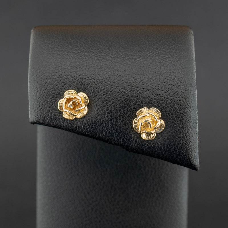 9ct Yellow Gold Rose Studs 1g