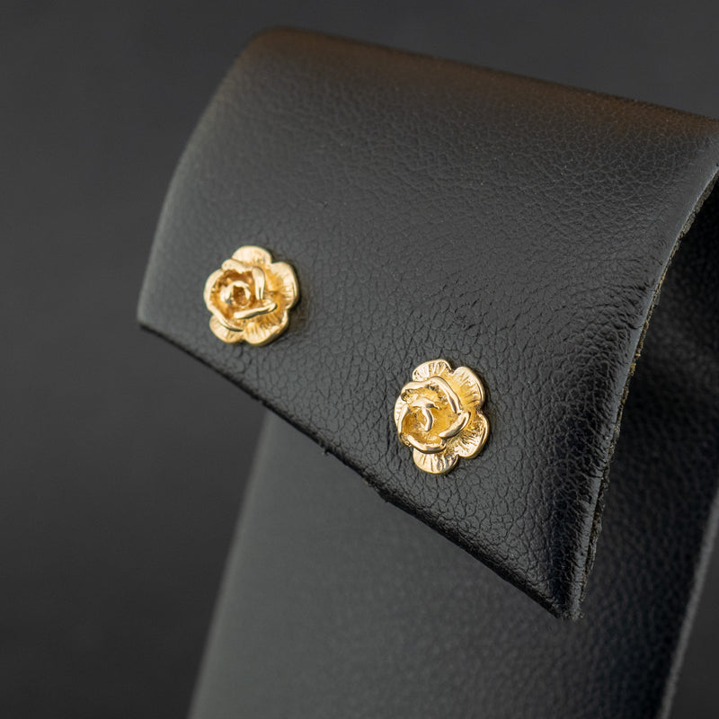 9ct Yellow Gold Rose Studs 1g