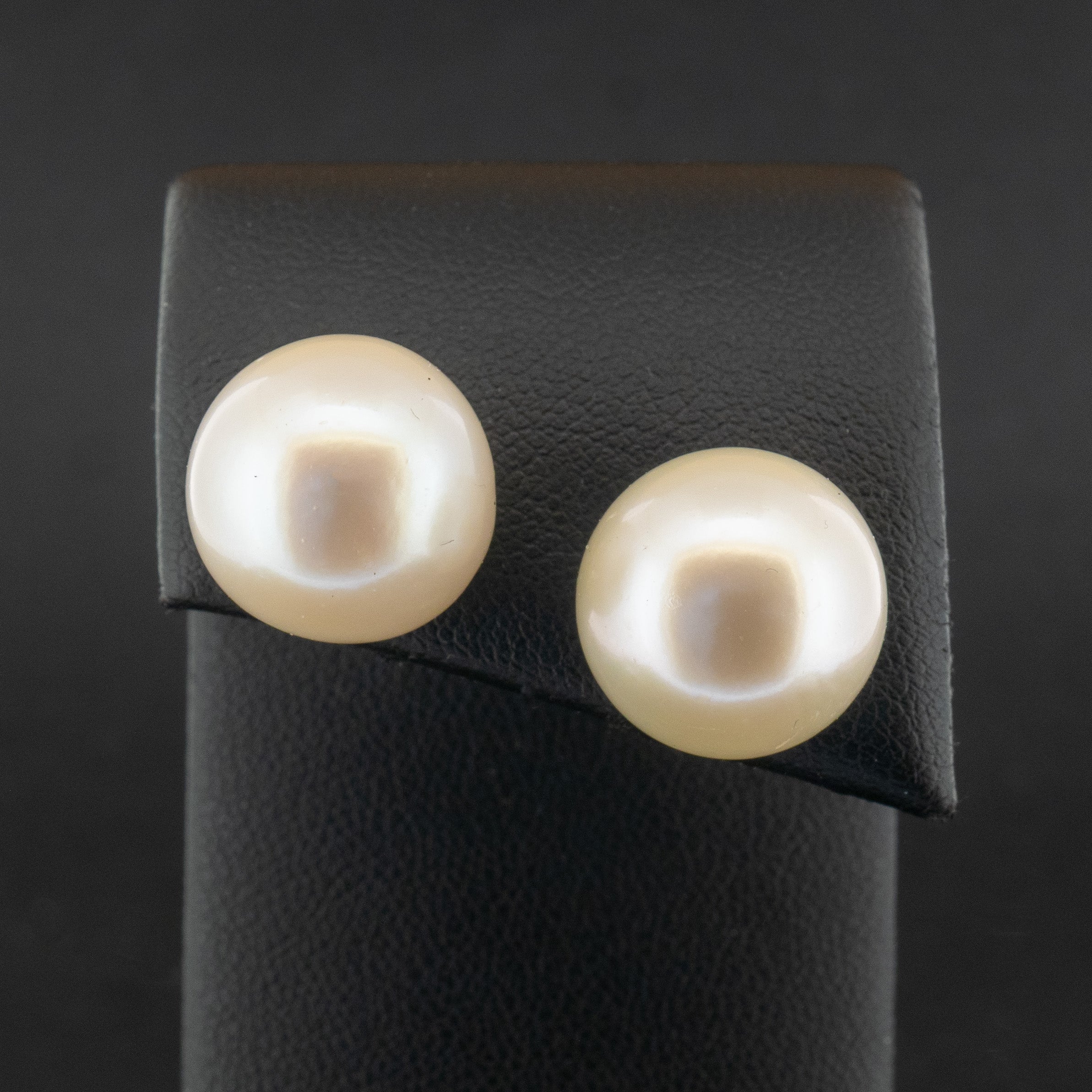 18ct Yellow Gold Certificated 14mm Pearl Stud Earrings 9.8g