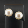 18ct Yellow Gold Certificated 14mm Pearl Stud Earrings 9.8g