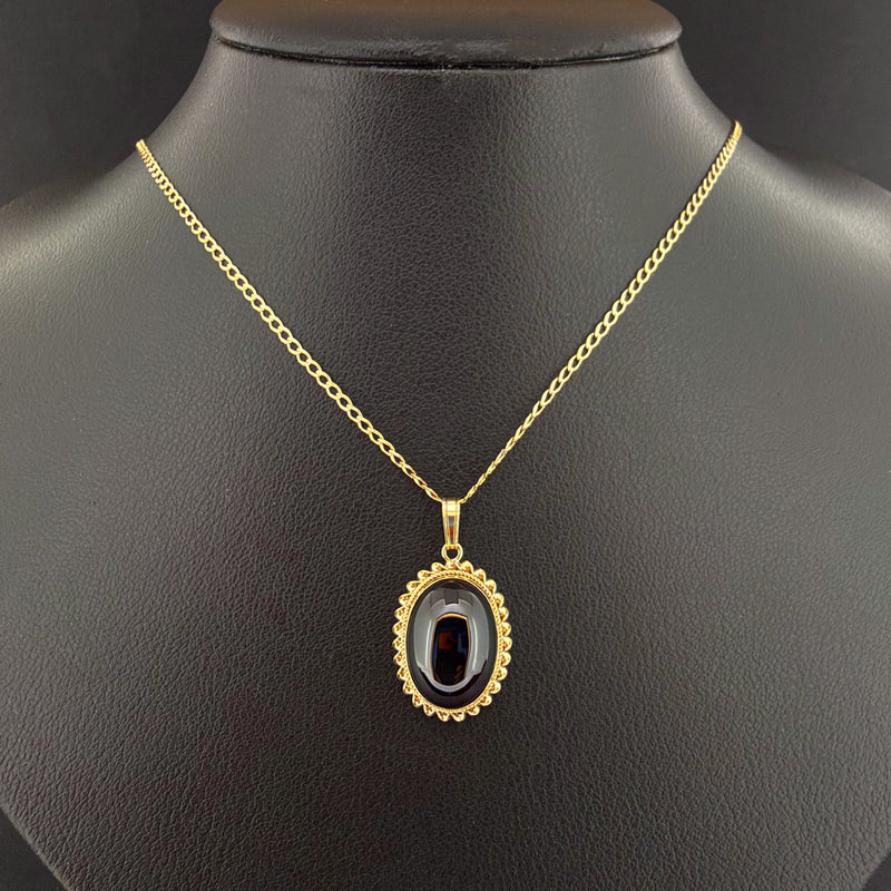 9ct Yellow Gold 18 Inch Red Stone Pendant Necklace 3.1g